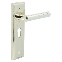 Burlington by Frelan Polished Nickel Fire Rated Euro Lock Door Handles - Richmond - 200 x 55mm