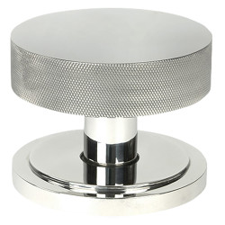 From The Anvil Brompton Round Knurled Centre Door Knob on Art Deco Rose - 90mm Rose - Pol Stainless