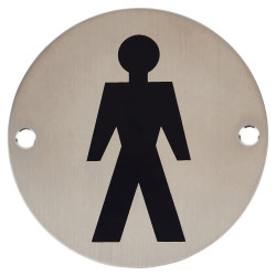 Altro Mens Toilet Door Sign - 75mm Diameter - Satin Stainless Steel