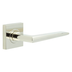Burlington by Frelan Polished Nickel Fire Rated Door Handles on Square Plain Rose - Mayfair Range