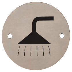 Altro Shower Door Sign - 75mm Diameter - Satin Stainless Steel
