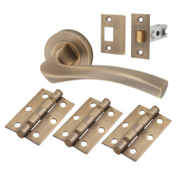 Serozzetta by Carlisle Brass Antique Brass Latch Door Handles on Rose Ultimate Door Pack - Sines Range