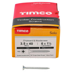 TIMCO Solo Chippy Pozi Countersunk Wood Screws - 3.5 x 40mm - Zinc Plated - Pack of 200