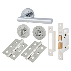 Touchpoint Polished Chrome Bathroom Lock Door Handles on Rose Pack - Sophia Range