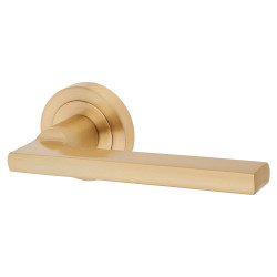 Carlisle Brass Satin Brass Door Handles on Round Rose - Trentino Range