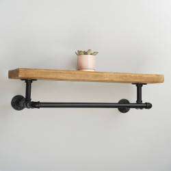 Altro 1/2" Pipe Shelf Kit with Forwards Facing Hanging Rail - Black