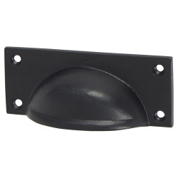 Olde Forge Square Cabinet Cup Handle - 84mm Centres - Black Iron