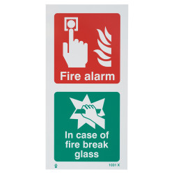Altro In Case Of Fire Break Glass Sign - 200 x 100mm - Rigid Plastic