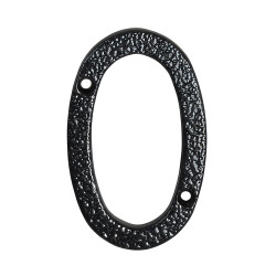 76mm Screw Fix Door Numeral - 0 - Antique Black Iron