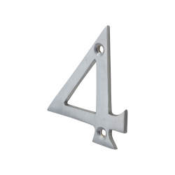 76mm Screw Fix Door Numeral - 4 - Satin Chrome