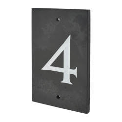 Slate Screw Fix Door Numeral - 4 - 140 x 90mm - Polished Black