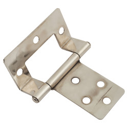 Cranked Type 1 Flush Cabinet Hinge - 51 x 10 x 1mm - Nickel Plated - Pack of 5 Pairs