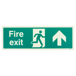 Altro Photoluminescent Fire Exit Running Man Arrow Up Sign - 450 x 150mm - Rigid Plastic