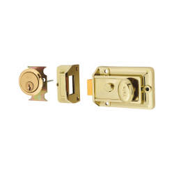 Yale 77 Traditional Nightlatch - 60mm Backset - Polished Brass Case/Cylinder