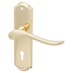 Hampstead Polished Brass Scroll Keyhole Lock Door Handles - Turin Range - 170 x 46mm