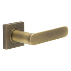 Burlington by Frelan Antique Brass Fire Rated Door Handles on Square Rose - Kensington Range