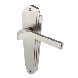 Heritage Brass by M Marcus Satin Nickel Art Deco Latch Door Handles - Waldorf Range - 203 x 66mm