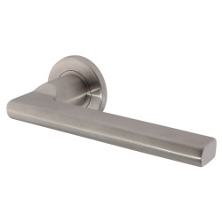 Hampstead Satin Stainless Steel Door Handles on Round Rose