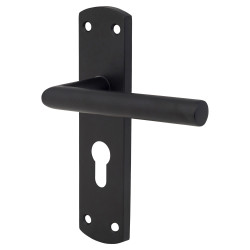 Altro Matt Black Mitred Euro Lock Door Handles - 172 x 44mm