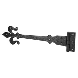 Olde Forge Fleur de Lys Door Tee Hinge - 463 x 120mm - Antique Black Iron - Pair
