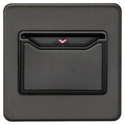 Knightsbridge 32A 1 Gang Screwless Flat Plate Key Card Switch - Smoked Bronze