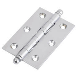 Ball Tip Washered Butt Door Hinge - 75 x 50 x 2.5mm - Polished Chrome - Pair