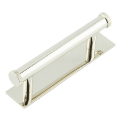 Hoxton Frelan Wenlock 15mm Knurled T-Bar Cabinet Pull Handle on Plain Backplate - 96mm c/c - Polished Nickel