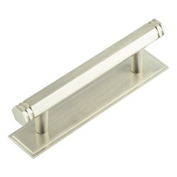 Hoxton by Frelan Nile 15mm Hex T-Bar Cabinet Pull Handle on Stepped Backplate - 96mm c/c - Satin Nickel