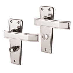 Jedo Polished Chrome Deco Bathroom Door Handles - Deco Range - 153 x 50mm