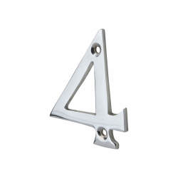 76mm Screw Fix Door Numeral - 4 - Polished Chrome