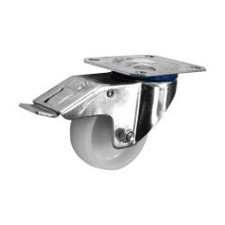 Coldene Heavy Duty Industrial Castor - Swivel Braked - 100kg Max Weight - 100mm Diameter - White