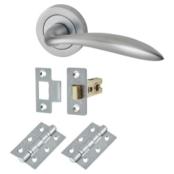 Touchpoint Satin Chrome Latch Door Handles on Rose Pack - Morgan Range