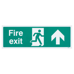 Altro Fire Exit Running Man Up Arrow Sign - 450 x 150mm - Rigid Plastic