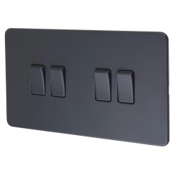 Knightsbridge 10AX 4 Gang Screwless Flat Plate Light Switch - Anthracite Grey