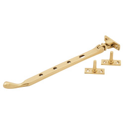 Altro Cast Bulb End Casement Window Stay - 10"/250mm Length - Polished Brass