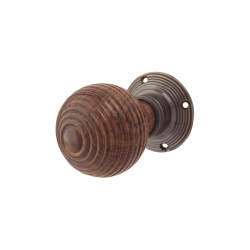 Olde Forge Rosewood Knob & Antique Brass Rose Beehive Mortice Door Knob - 58mm Rose Diameter