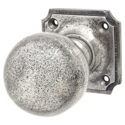 Olde Forge Polished Iron Ball Mortice Door Knob - 52 x 52mm Square Rose