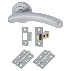 Touchpoint Satin Chrome Latch Door Handles on Rose Pack - Carina Range