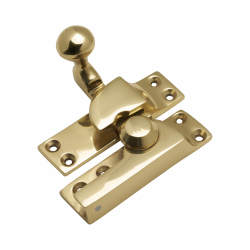 Hampstead Quadrant Arm Sash Window Fastener - 69 x 23mm - Polished Brass