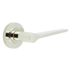 Burlington by Frelan Polished Nickel Fire Rated Door Handles on Round Knurled Rose - Knightsbridge Range