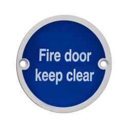 Touchpoint Fire Door Keep Clear Door Sign - 75mm Diameter - Satin Aluminium