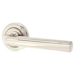 Jedo Polished Nickel Door Handles on Round Rose - Parisian Elise Range