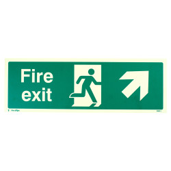 Altro Photoluminescent Fire Exit Running Man Arrow Up Right Sign - 450 x 150mm - Rigid Plastic