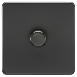 Knightsbridge 5 - 150W 1 Gang 2 Way Push On/Off Rotary Intelligent LED Dimmer Switch - Matt Black