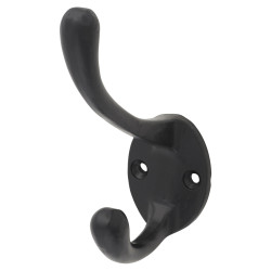 Alexander & Wilks Victorian Single Hat & Coat Hook - 80 x 35mm - Powder Coat Black