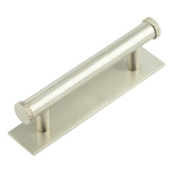 Hoxton by Frelan Wenlock 15mm Knurled T-Bar Cabinet Pull Handle on Plain Backplate - 96mm c/c - Satin Nickel