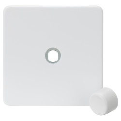 Knightsbridge 1 Gang Screwless Flat Dimmer Plate with Metal Dimmer Cap - Matt White