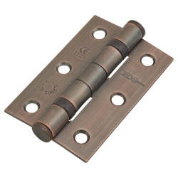 Twin Ball Bearing Butt Door Hinge - 75 x 50 x 2mm - Bronze Plated - Pair