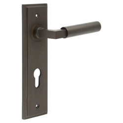 Burlington by Frelan Dark Bronze Fire Rated DIN Euro Lock Door Handles - Westminster - 200 x 55mm