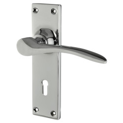 Hampstead Polished Chrome Keyhole Lock Door Handles - Buckingham Range - 152 x 41mm